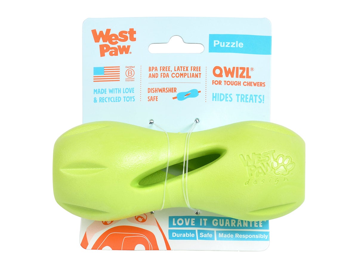 West Paw Zogoflex Qwizl Large 6.5 Dog Toy Granny Smith